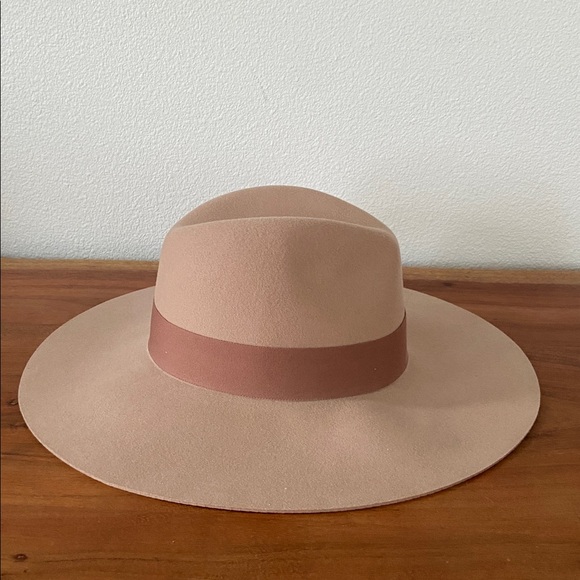 Brixton Joanna neutral felt wool hat wide floppy brim fedora grosgrain ribbon M - Picture 7 of 16